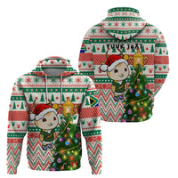 Personalised South Africa Rugby Christmas Hoodie Cute Springbok With Christmas Tree - Wonder Print Shop