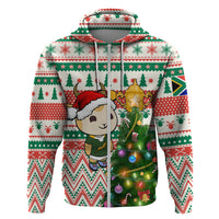Personalised South Africa Rugby Christmas Hoodie Cute Springbok With Christmas Tree - Wonder Print Shop