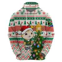 Personalised South Africa Rugby Christmas Hoodie Cute Springbok With Christmas Tree - Wonder Print Shop