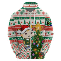 Personalised South Africa Rugby Christmas Hoodie Cute Springbok With Christmas Tree - Wonder Print Shop