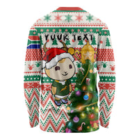 Personalised South Africa Rugby Christmas Long Sleeve Shirt Cute Springbok With Christmas Tree - Wonder Print Shop