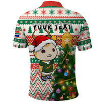 Personalised South Africa Rugby Christmas Polo Shirt Cute Springbok With Christmas Tree - Wonder Print Shop