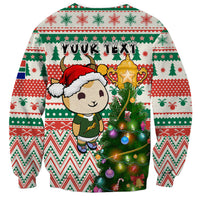 Personalised South Africa Rugby Christmas Sweatshirt Cute Springbok With Christmas Tree - Wonder Print Shop