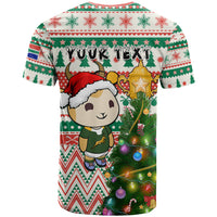 Personalised South Africa Rugby Christmas T Shirt Cute Springbok With Christmas Tree - Wonder Print Shop