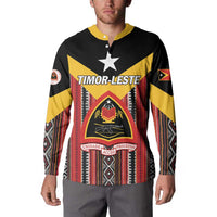 Personalized East Timor Button Sweatshirt Timor-Leste Tais Pattern - Wonder Print Shop