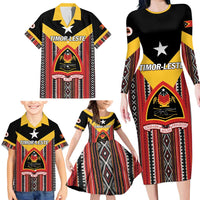 Personalized East Timor Family Matching Long Sleeve Bodycon Dress and Hawaiian Shirt Timor-Leste Tais Pattern - Wonder Print Shop