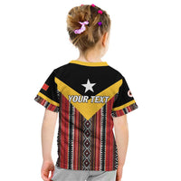 Personalized East Timor Kid T Shirt Timor-Leste Tais Pattern - Wonder Print Shop
