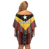 Personalized East Timor Off Shoulder Short Dress Timor-Leste Tais Pattern - Wonder Print Shop