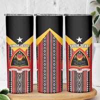 Personalized East Timor Skinny Tumbler Timor-Leste Tais Pattern - Wonder Print Shop