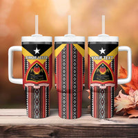 Personalized East Timor Tumbler With Handle Timor-Leste Tais Pattern - Wonder Print Shop