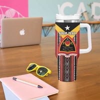 Personalized East Timor Tumbler With Handle Timor-Leste Tais Pattern - Wonder Print Shop