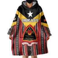 Personalized East Timor Wearable Blanket Hoodie Timor-Leste Tais Pattern - Wonder Print Shop