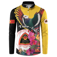 Personalized Timor-Leste Button Sweatshirt Timor Imperial Pigeon Hibiscus - Wonder Print Shop
