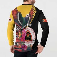 Personalized Timor-Leste Button Sweatshirt Timor Imperial Pigeon Hibiscus - Wonder Print Shop