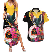 Personalized Timor-Leste Couples Matching Summer Maxi Dress and Hawaiian Shirt Timor Imperial Pigeon Hibiscus - Wonder Print Shop