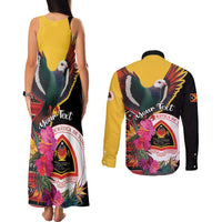 Personalized Timor-Leste Couples Matching Tank Maxi Dress and Long Sleeve Button Shirt Timor Imperial Pigeon Hibiscus - Wonder Print Shop