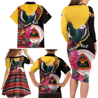 Personalized Timor-Leste Family Matching Long Sleeve Bodycon Dress and Hawaiian Shirt Timor Imperial Pigeon Hibiscus - Wonder Print Shop