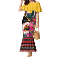 Personalized Timor-Leste Family Matching Mermaid Dress and Hawaiian Shirt Timor Imperial Pigeon Hibiscus - Wonder Print Shop