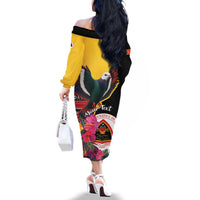 Personalized Timor-Leste Family Matching Off The Shoulder Long Sleeve Dress and Hawaiian Shirt Timor Imperial Pigeon Hibiscus - Wonder Print Shop