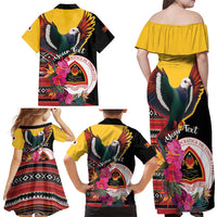 Personalized Timor-Leste Family Matching Off Shoulder Maxi Dress and Hawaiian Shirt Timor Imperial Pigeon Hibiscus - Wonder Print Shop
