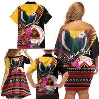 Personalized Timor-Leste Family Matching Off Shoulder Short Dress and Hawaiian Shirt Timor Imperial Pigeon Hibiscus - Wonder Print Shop