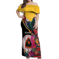 Personalized Timor-Leste Off Shoulder Maxi Dress Timor Imperial Pigeon Hibiscus - Wonder Print Shop