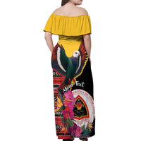 Personalized Timor-Leste Off Shoulder Maxi Dress Timor Imperial Pigeon Hibiscus - Wonder Print Shop