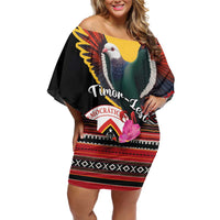 Personalized Timor-Leste Off Shoulder Short Dress Timor Imperial Pigeon Hibiscus - Wonder Print Shop
