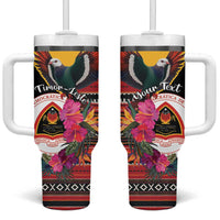 Personalized Timor-Leste Tumbler With Handle Timor Imperial Pigeon Hibiscus - Wonder Print Shop