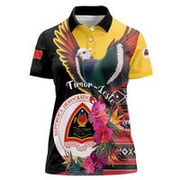 Personalized Timor-Leste Women Polo Shirt Timor Imperial Pigeon Hibiscus - Wonder Print Shop