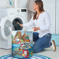 Cayman Islands Christmas Laundry Basket Santa Claus Turtle Beachy Xmas - Wonder Print Shop