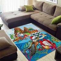 Cayman Islands Christmas Area Rug Santa Claus Turtle Beachy Xmas - Wonder Print Shop