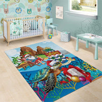 Cayman Islands Christmas Area Rug Santa Claus Turtle Beachy Xmas - Wonder Print Shop