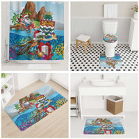 Cayman Islands Christmas Bathroom Set Santa Claus Turtle Beachy Xmas - Wonder Print Shop