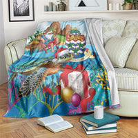 Cayman Islands Christmas Blanket Santa Claus Turtle Beachy Xmas - Wonder Print Shop