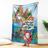 Cayman Islands Christmas Blanket Santa Claus Turtle Beachy Xmas - Wonder Print Shop
