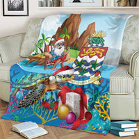 Cayman Islands Christmas Blanket Santa Claus Turtle Beachy Xmas - Wonder Print Shop