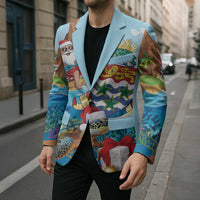 Cayman Islands Christmas Blazer Santa Claus Turtle Beachy Xmas - Wonder Print Shop