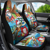 Cayman Islands Christmas Car Seat Cover Santa Claus Turtle Beachy Xmas - Wonder Print Shop