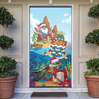 Cayman Islands Christmas Door Cover Santa Claus Turtle Beachy Xmas - Wonder Print Shop