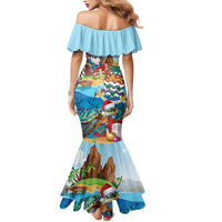 Cayman Islands Christmas Family Matching Mermaid Dress and Hawaiian Shirt Santa Claus Turtle Beachy Xmas - Wonder Print Shop