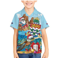 Cayman Islands Christmas Family Matching Mermaid Dress and Hawaiian Shirt Santa Claus Turtle Beachy Xmas - Wonder Print Shop