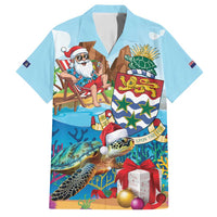 Cayman Islands Christmas Family Matching Off Shoulder Maxi Dress and Hawaiian Shirt Santa Claus Turtle Beachy Xmas - Wonder Print Shop