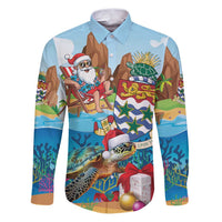 Cayman Islands Christmas Family Matching Puletasi and Hawaiian Shirt Santa Claus Turtle Beachy Xmas - Wonder Print Shop