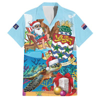Cayman Islands Christmas Family Matching Short Sleeve Bodycon Dress and Hawaiian Shirt Santa Claus Turtle Beachy Xmas - Wonder Print Shop