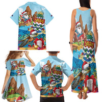 Cayman Islands Christmas Family Matching Tank Maxi Dress and Hawaiian Shirt Santa Claus Turtle Beachy Xmas - Wonder Print Shop