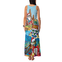 Cayman Islands Christmas Family Matching Tank Maxi Dress and Hawaiian Shirt Santa Claus Turtle Beachy Xmas - Wonder Print Shop