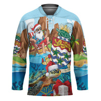 Cayman Islands Christmas Hockey Jersey Santa Claus Turtle Beachy Xmas - Wonder Print Shop