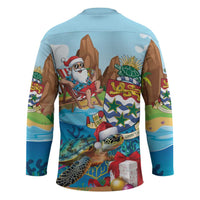 Cayman Islands Christmas Hockey Jersey Santa Claus Turtle Beachy Xmas - Wonder Print Shop