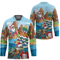 Cayman Islands Christmas Hockey Jersey Santa Claus Turtle Beachy Xmas - Wonder Print Shop
